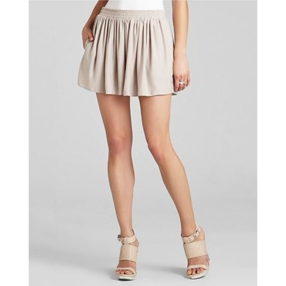 BCBGMaxAzria Sheena Taupe Stone Flowy High Waist Crop Culottes Shorts Pockets